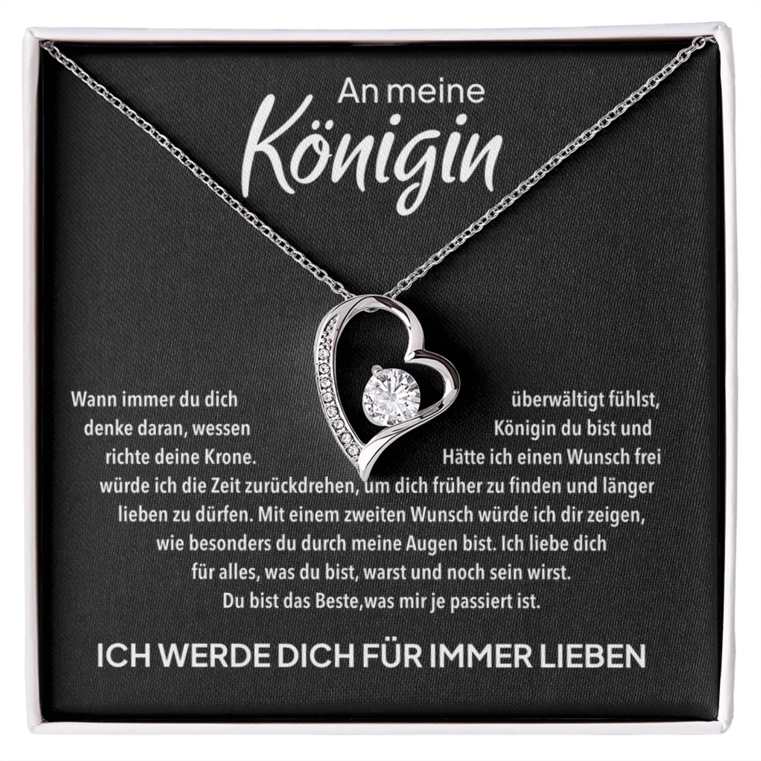 14k Weißgold Ausführung Herz Halskette - An meine Königin
