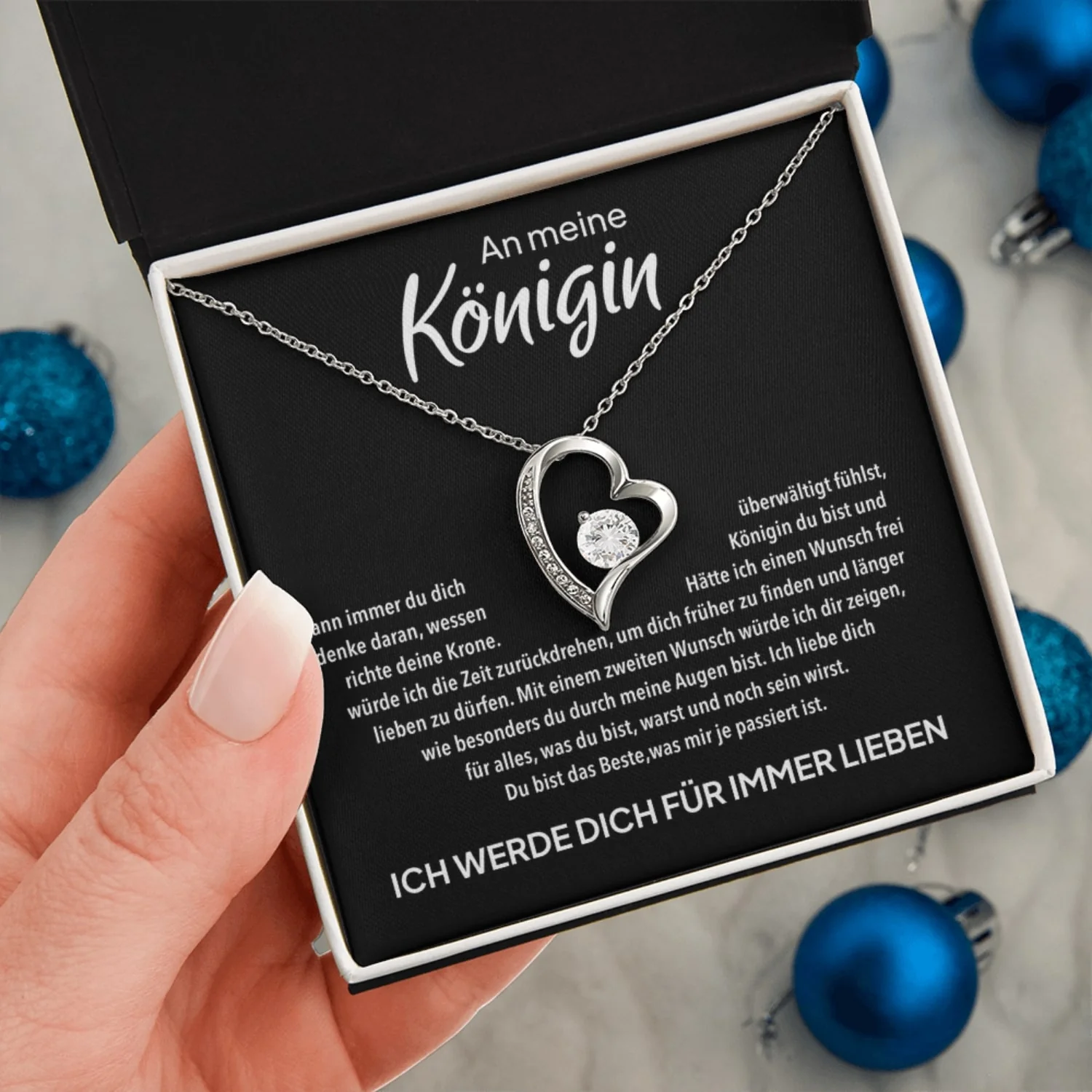 14k Weißgold Ausführung Herz Halskette - An meine Königin - Image 5