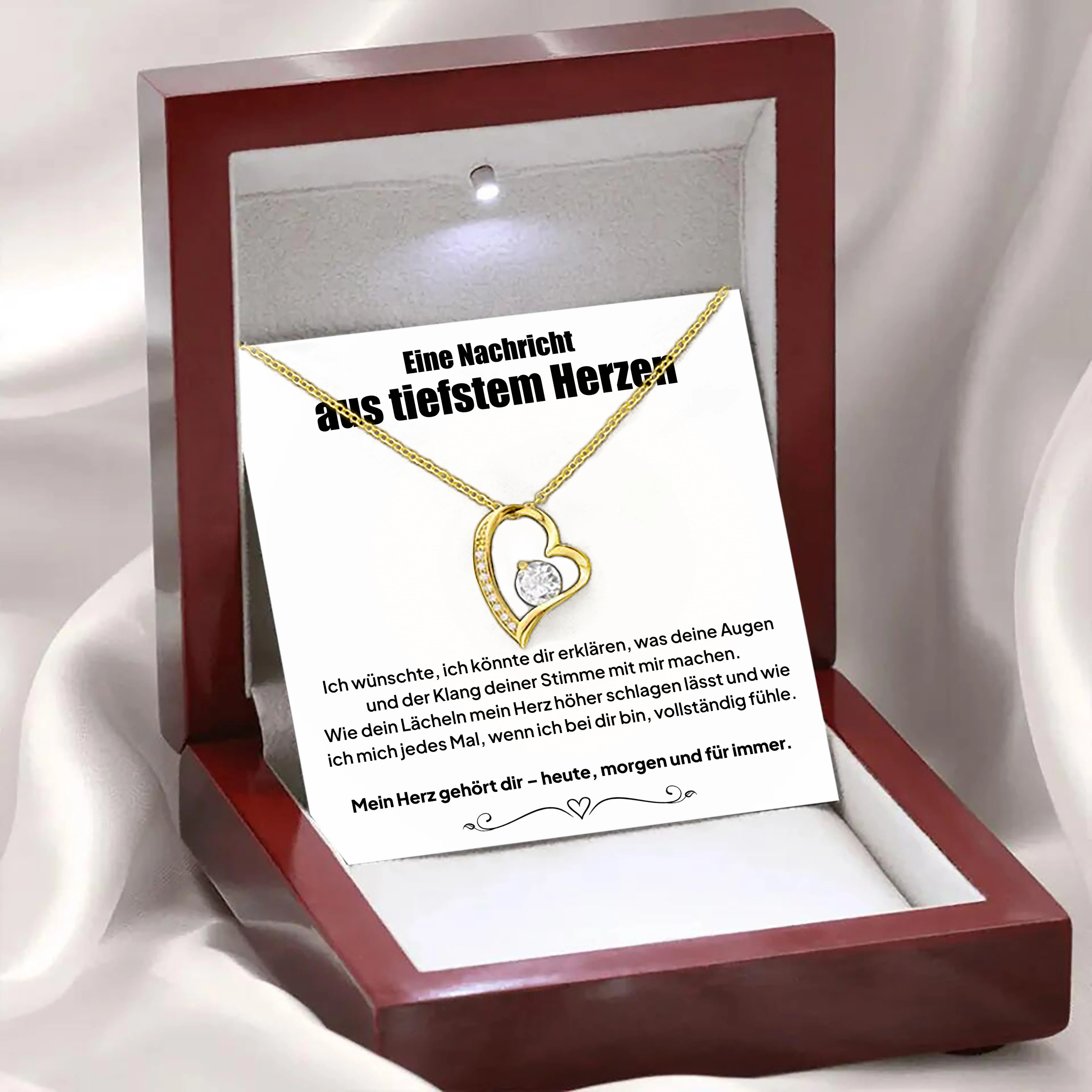 14k Weißgold Ausführung Herz Halskette - Eine Nachricht - Image 4