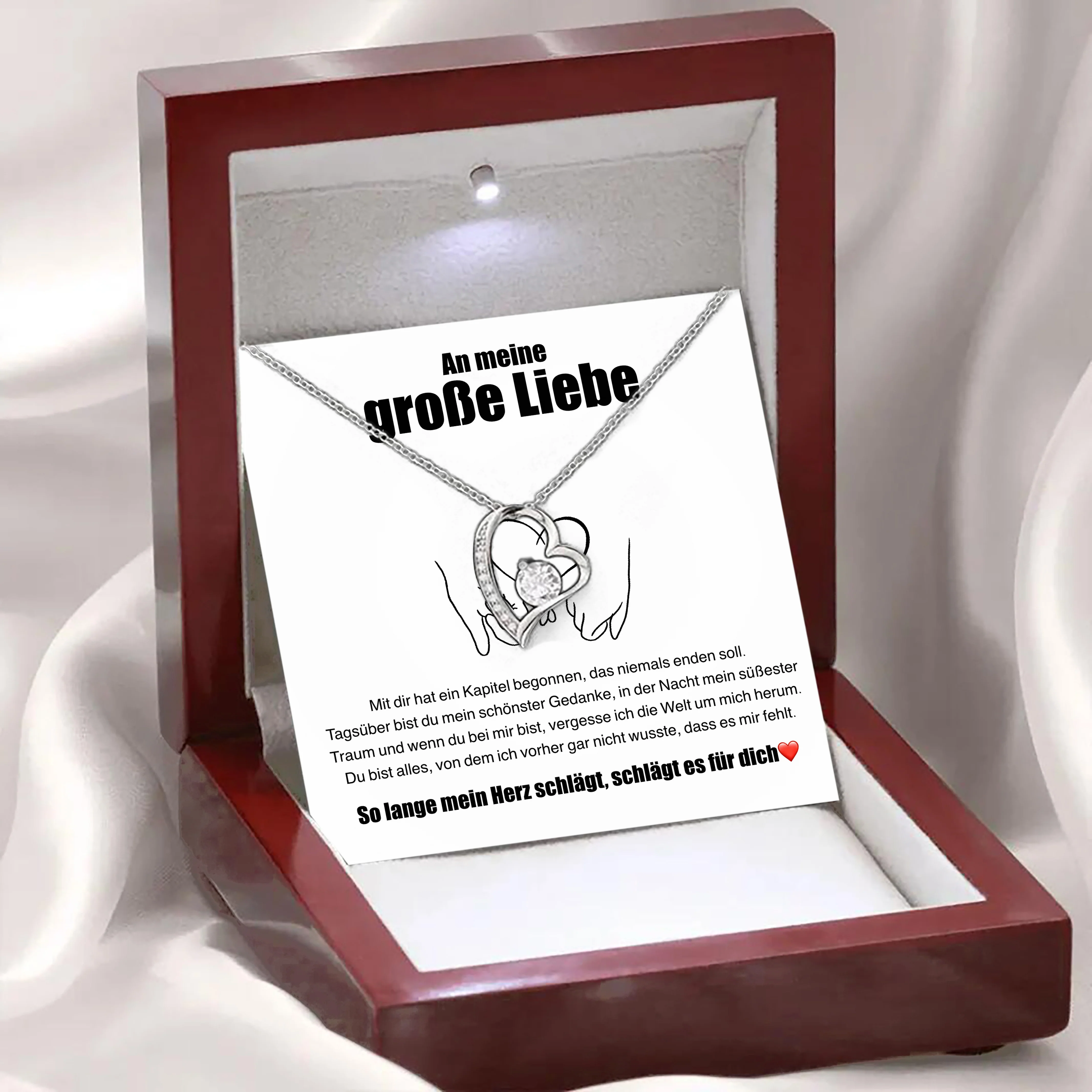 14k Weißgold Ausführung Herz Halskette - Große Liebe - Image 2