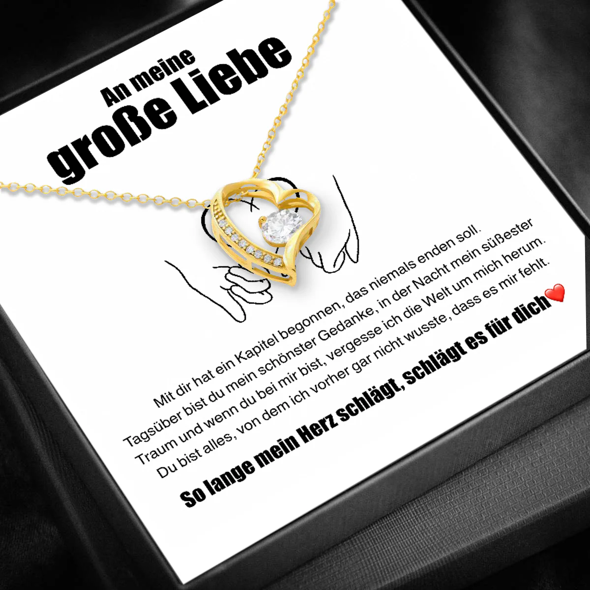 14k Weißgold Ausführung Herz Halskette - Große Liebe - Image 3