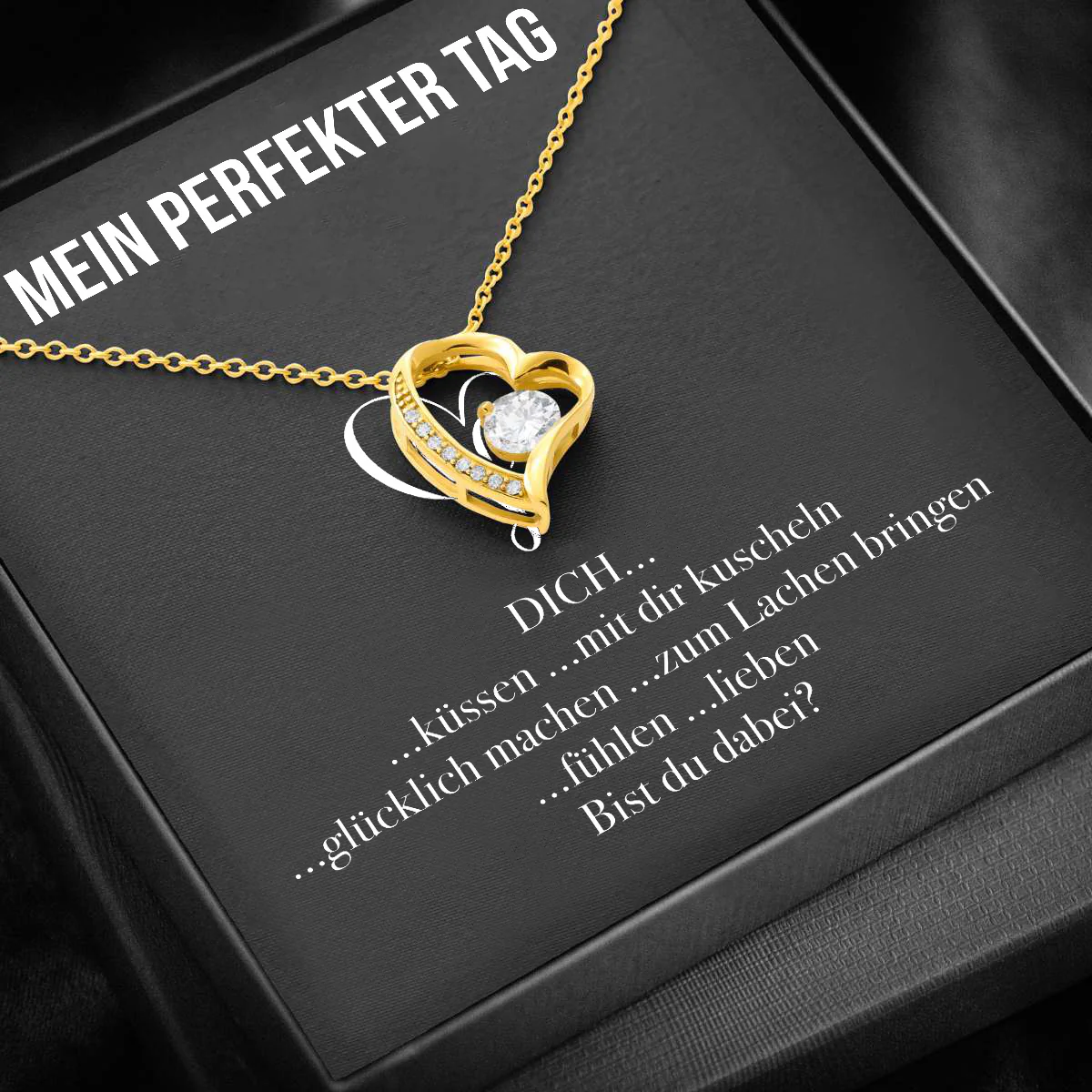 14k Weißgold Ausführung Herz Halskette - Mein Perfekter Tag - Image 3