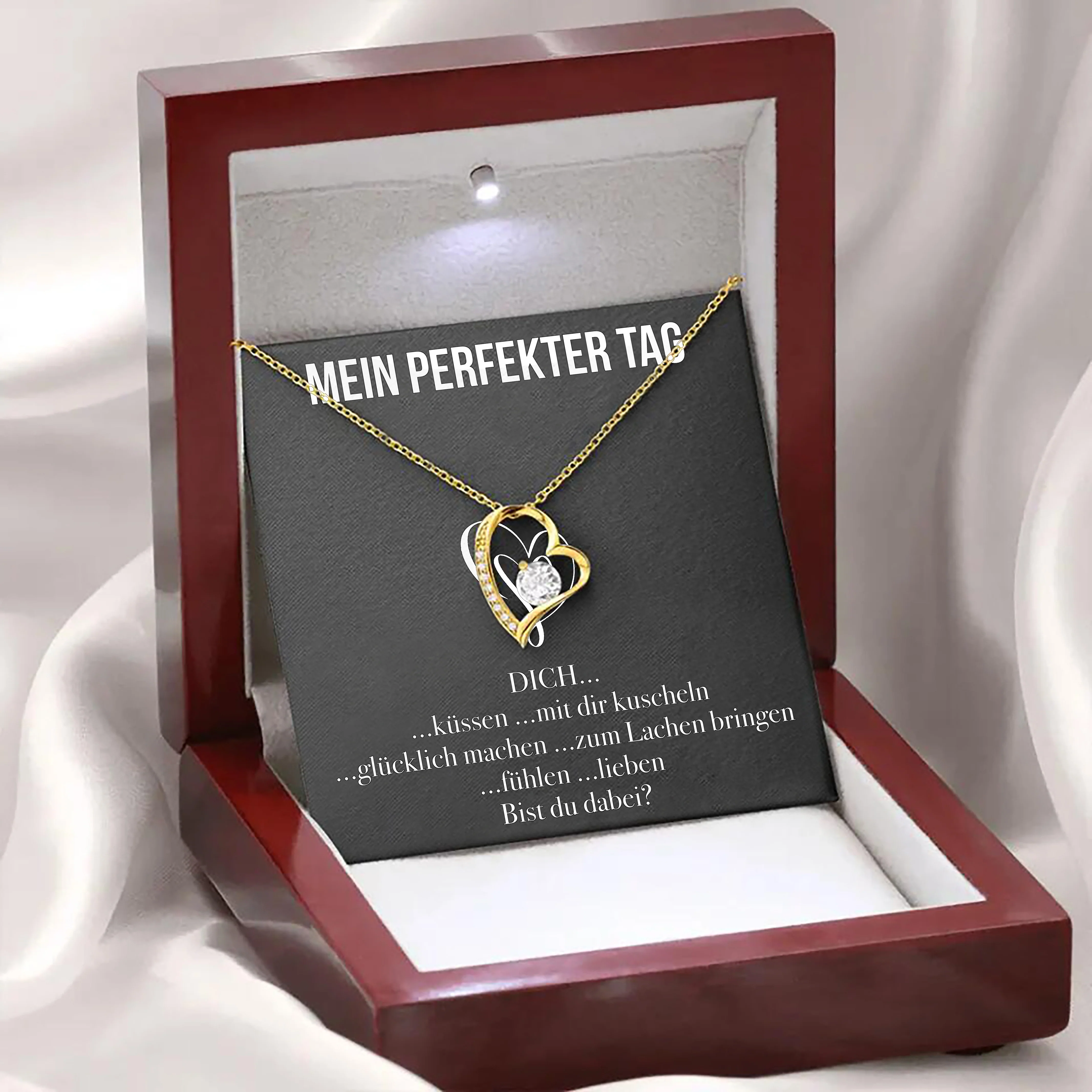 14k Weißgold Ausführung Herz Halskette - Mein Perfekter Tag - Image 4