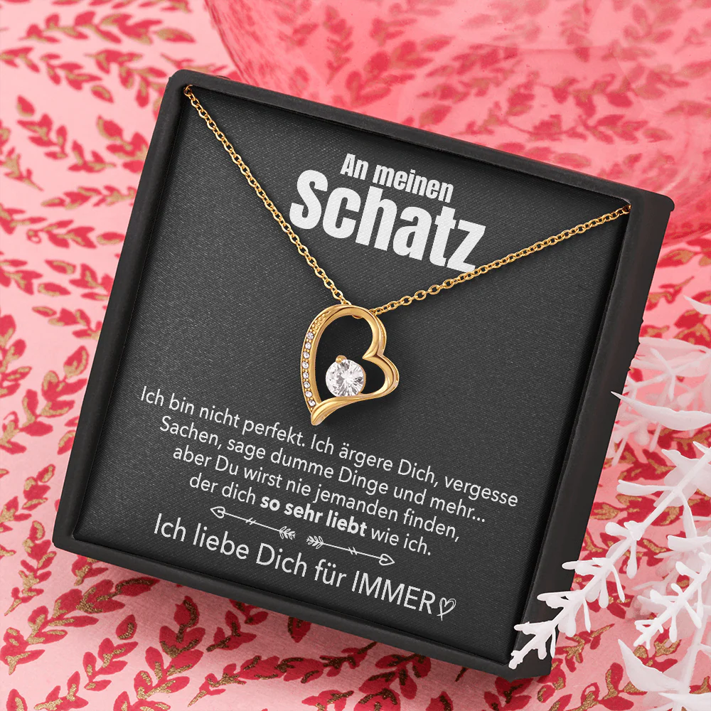 14k Weißgold Ausführung Forever Love - Herz Halskette - An meinen Schatz - Image 11