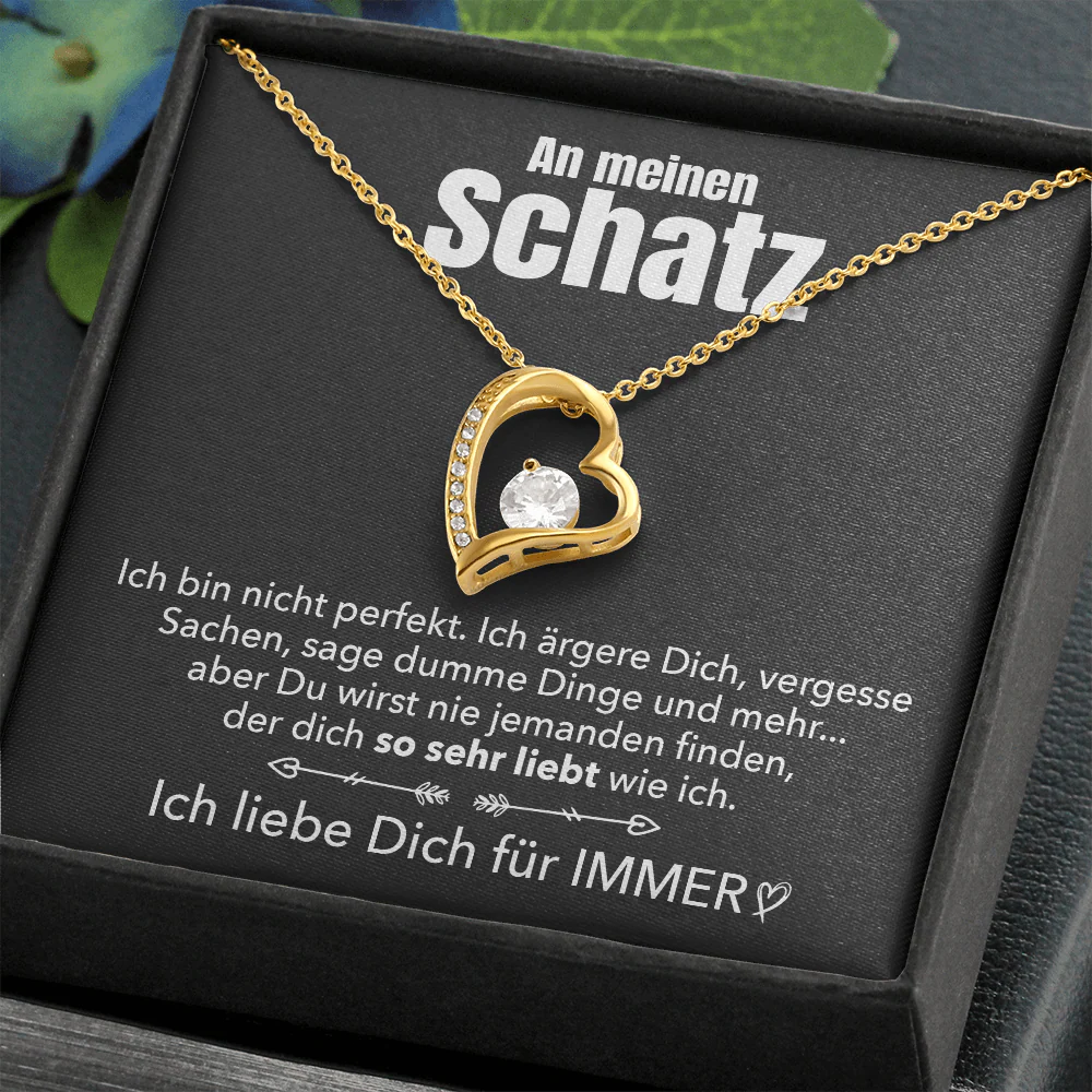 14k Weißgold Ausführung Forever Love - Herz Halskette - An meinen Schatz - Image 12