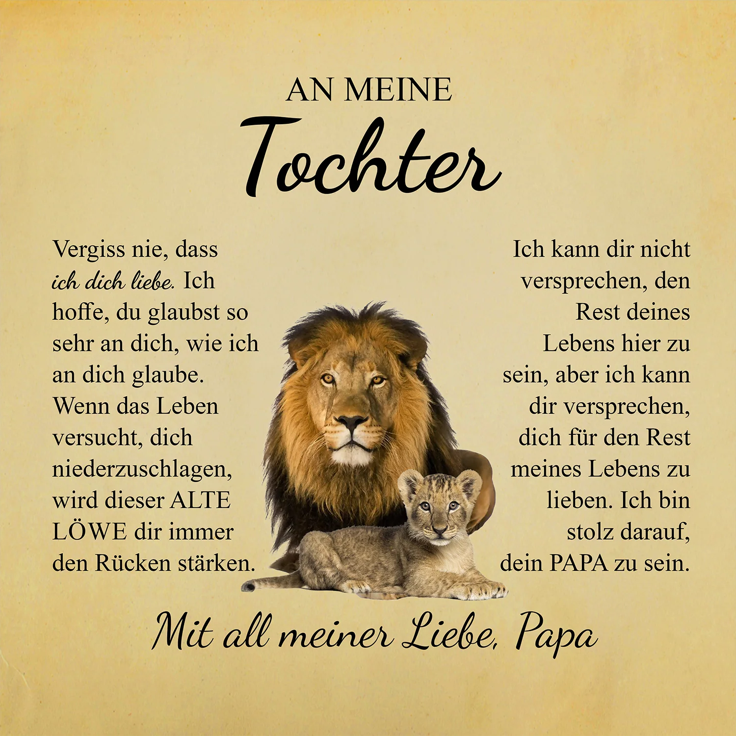 14k Weißgold Ausführung Halskette - An meine Tochter von Papa - Löwe - Image 11