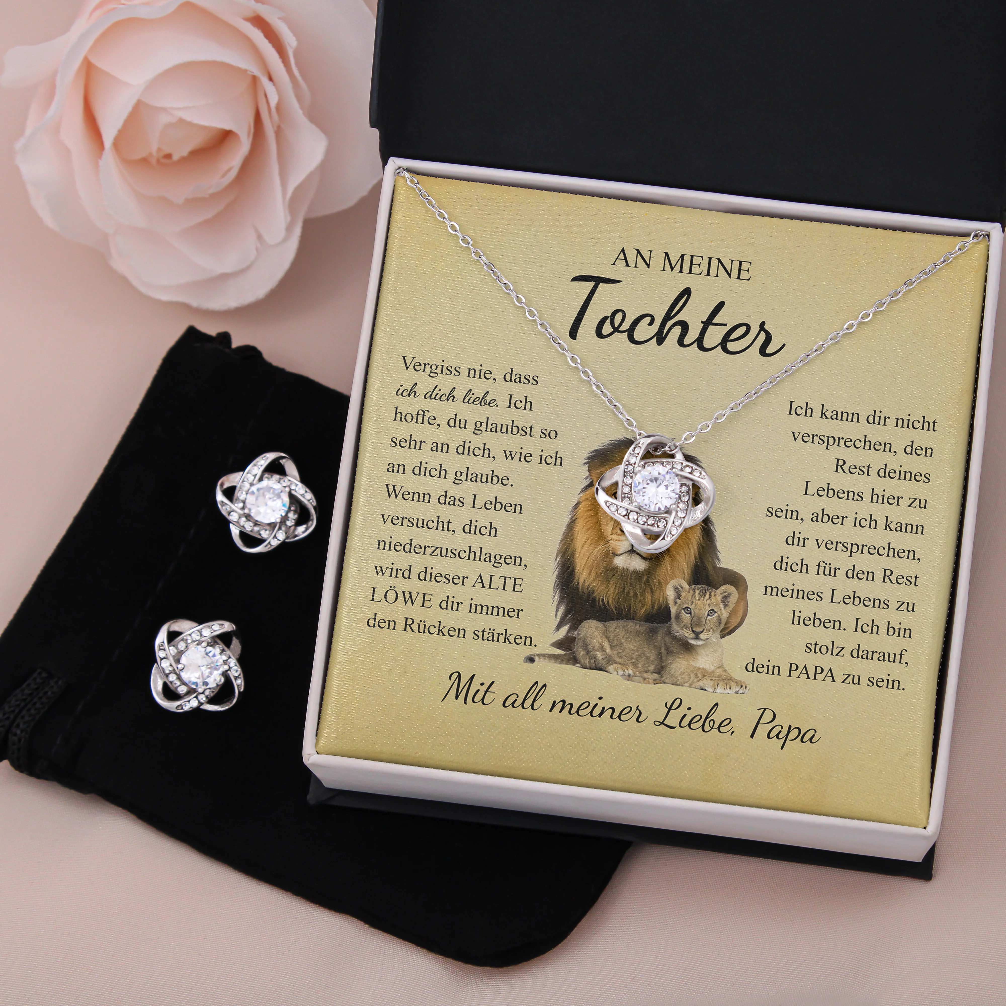 14k Weißgold Ausführung Halskette - An meine Tochter von Papa - Löwe - Image 7