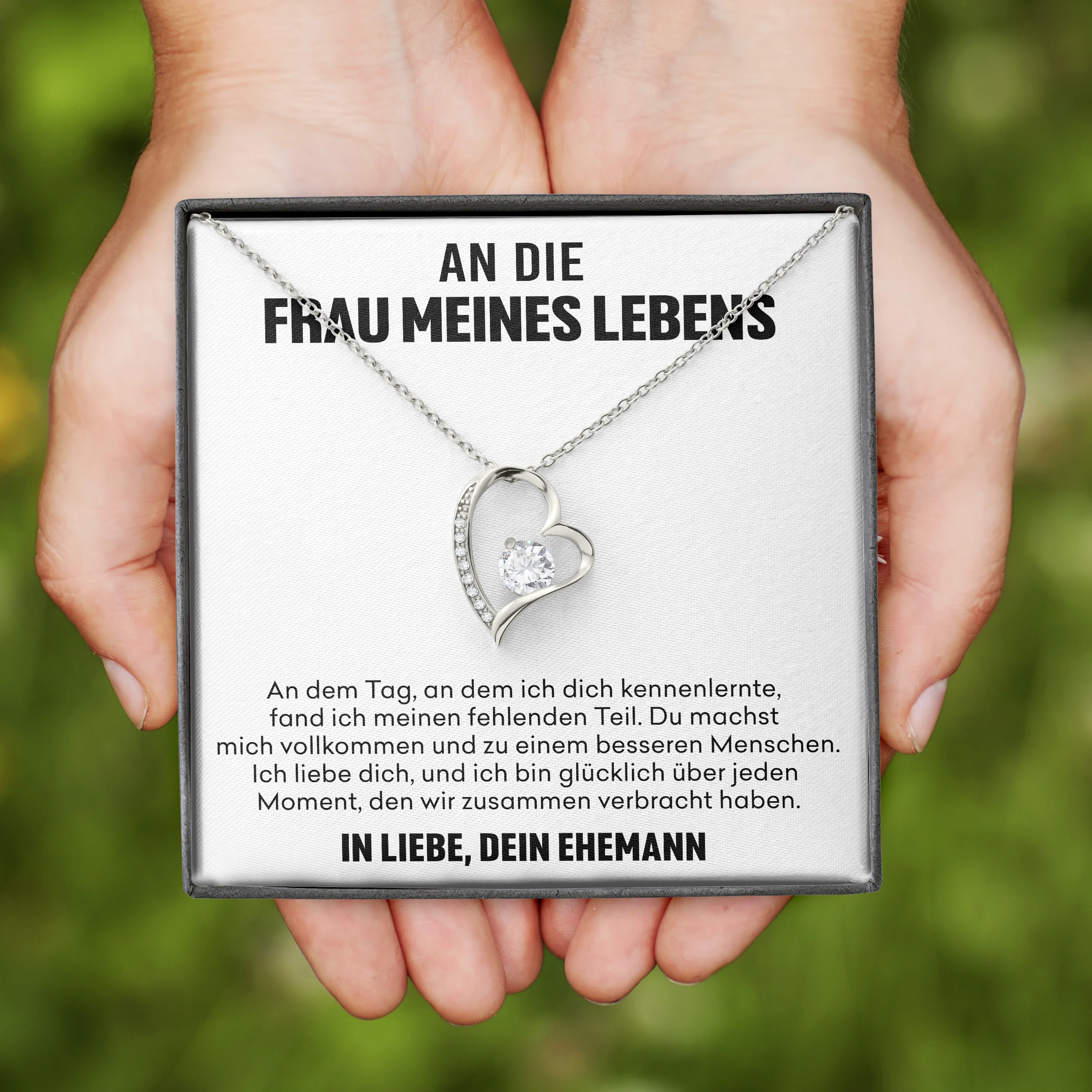14k Weißgold Ausführung Herz Halskette - An die Frau meines Lebens - Image 10