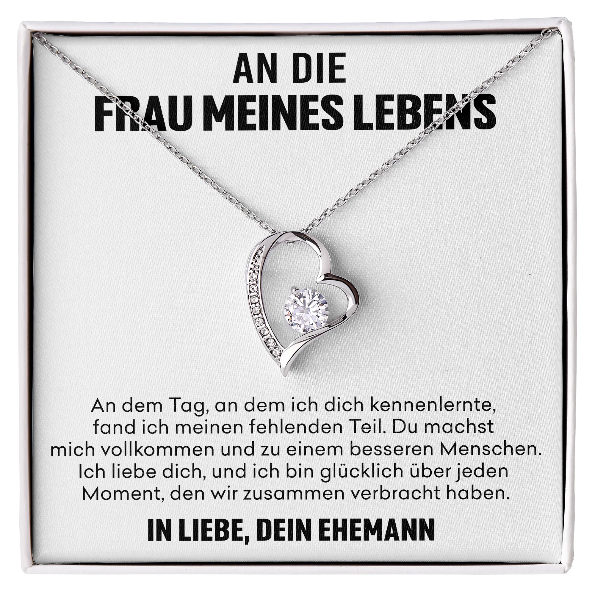 14k Weißgold Ausführung Herz Halskette - An die Frau meines Lebens - Image 11