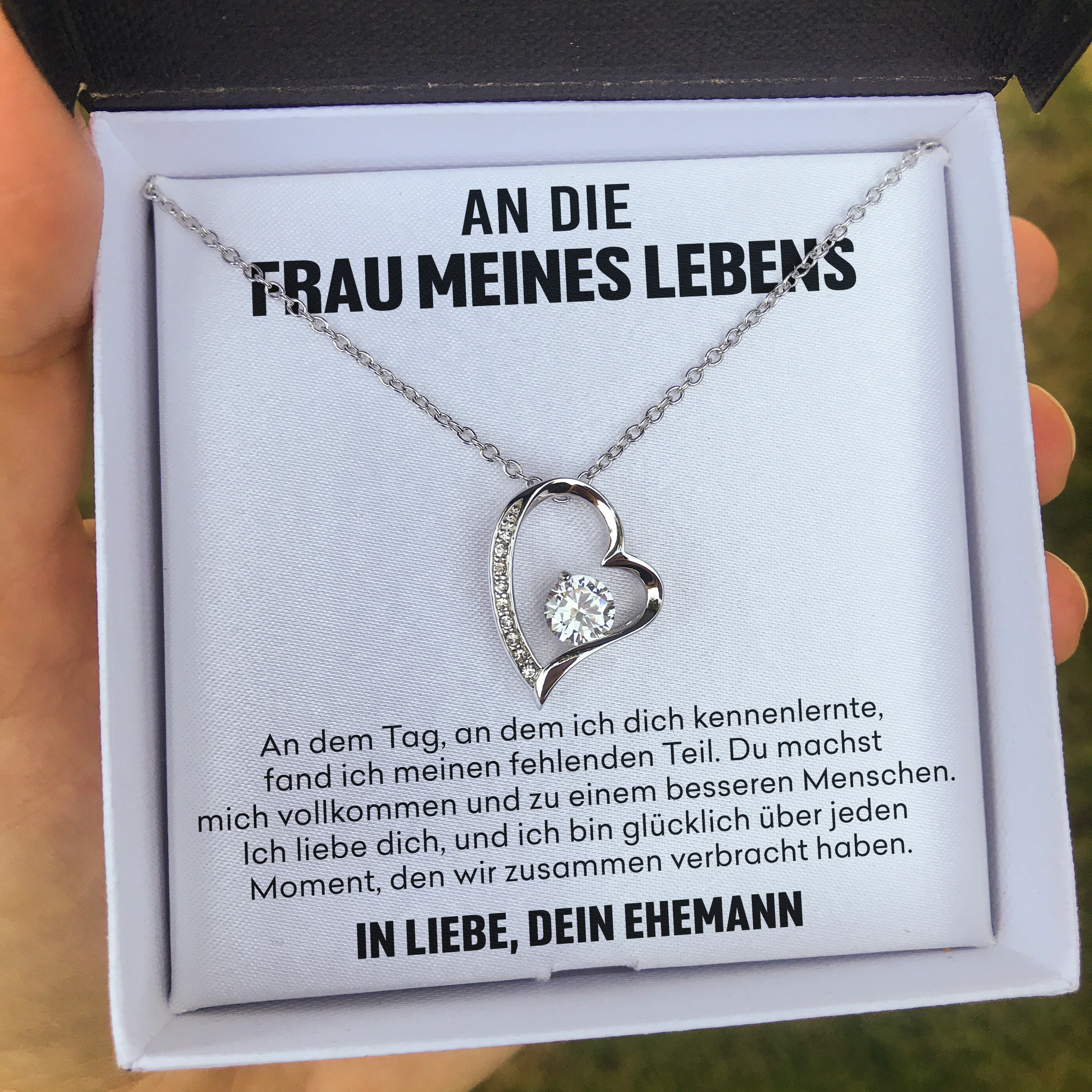 14k Weißgold Ausführung Herz Halskette - An die Frau meines Lebens - Image 9