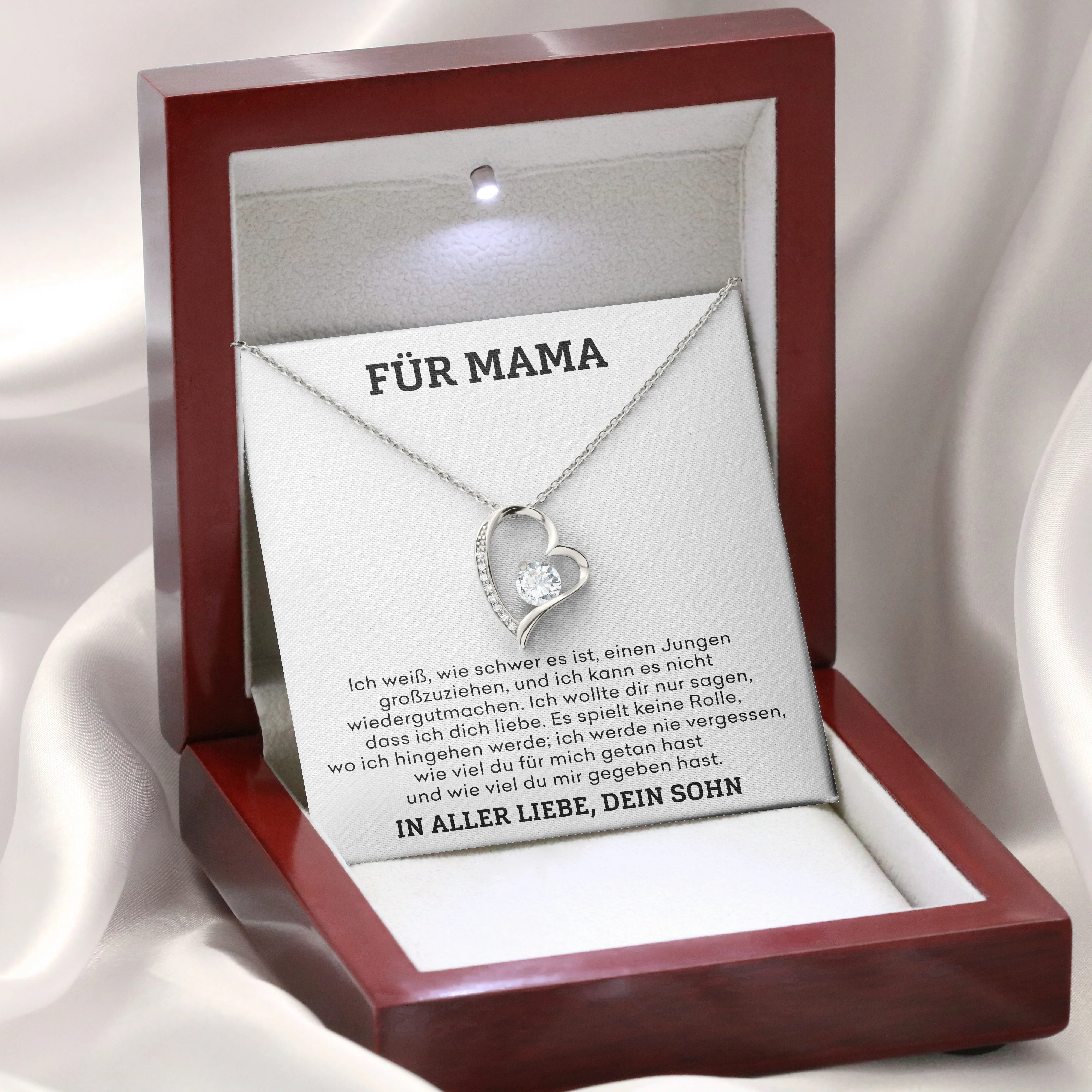 14k Weißgold Ausführung Herz Halskette - Für Mama