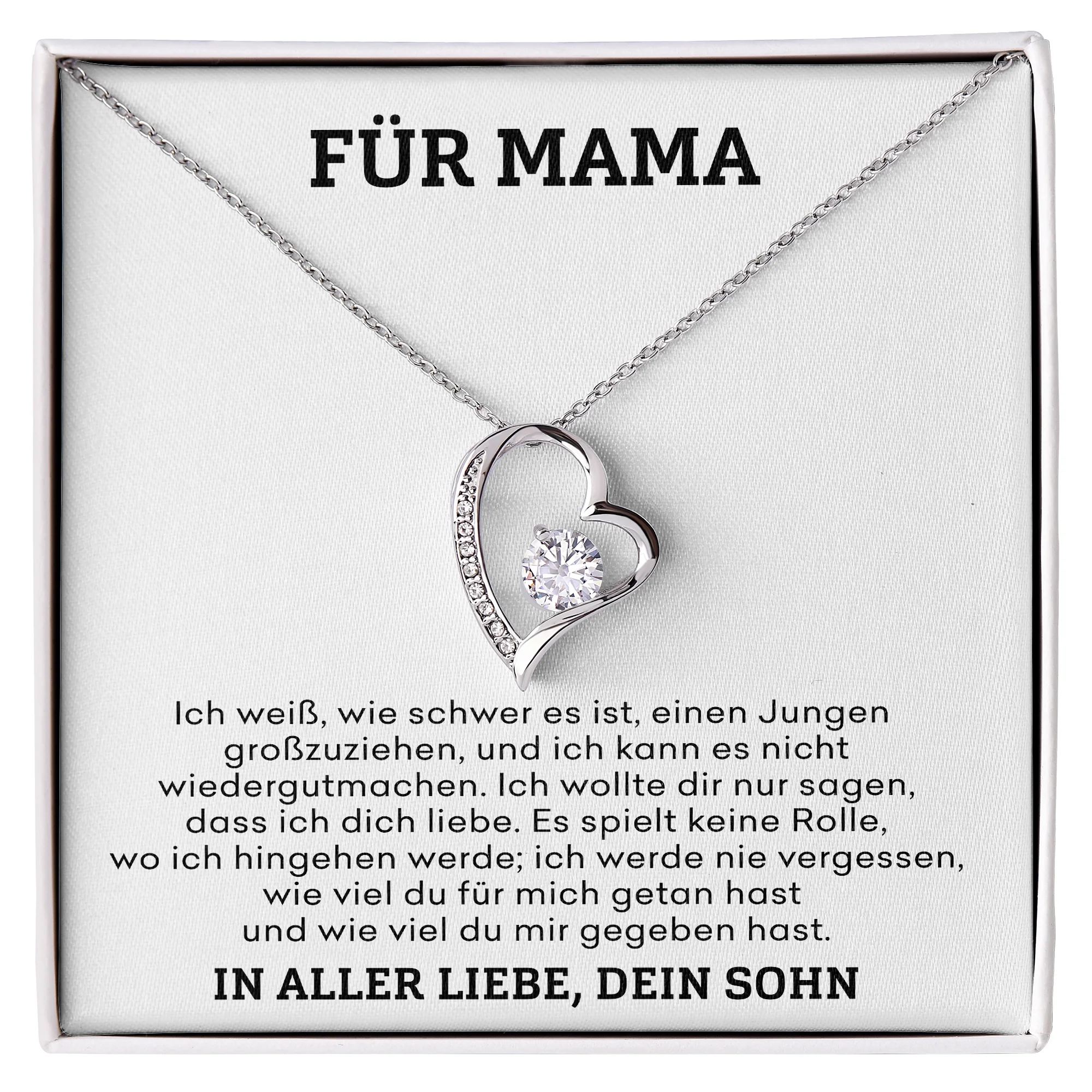14k Weißgold Ausführung Herz Halskette - Für Mama - Image 10