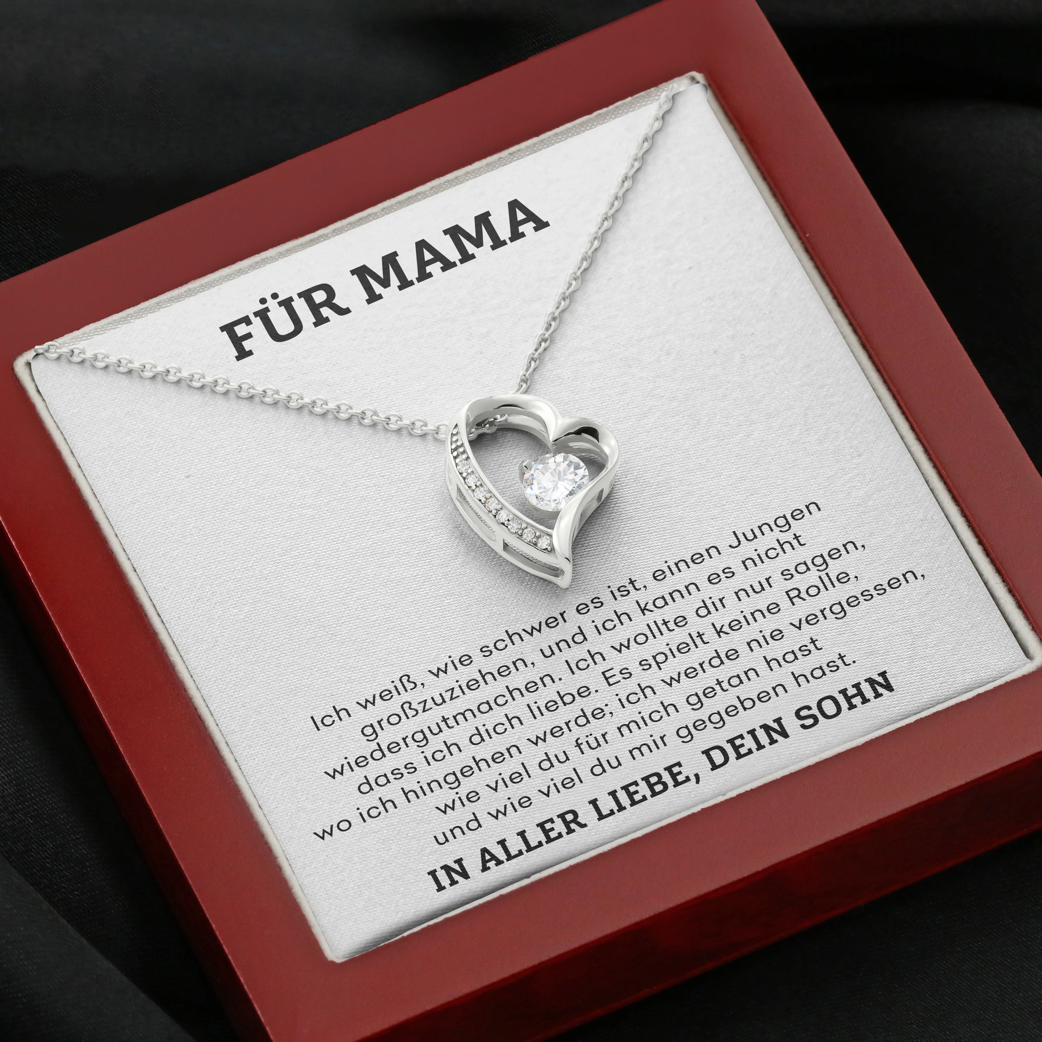 14k Weißgold Ausführung Herz Halskette - Für Mama - Image 2