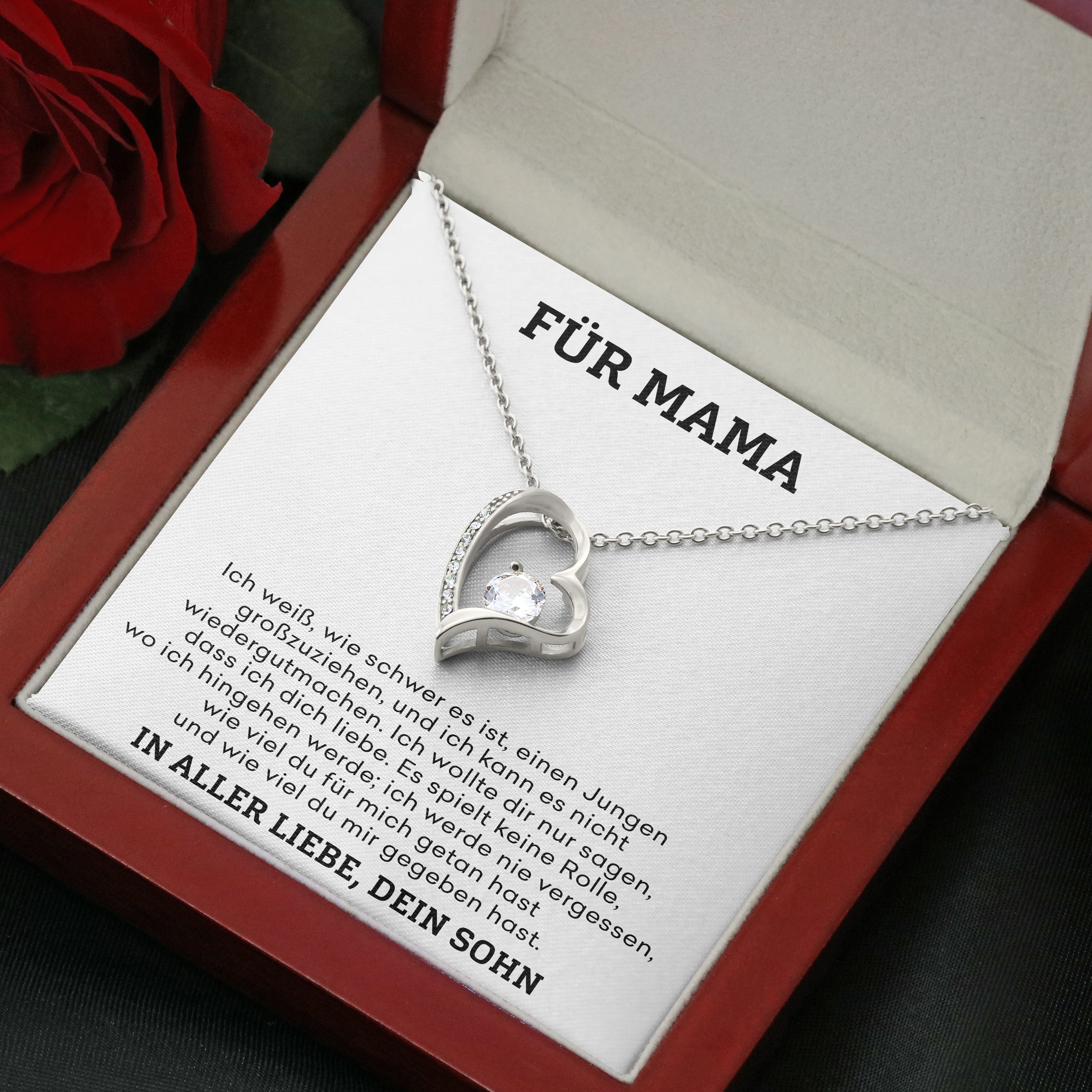 14k Weißgold Ausführung Herz Halskette - Für Mama - Image 3