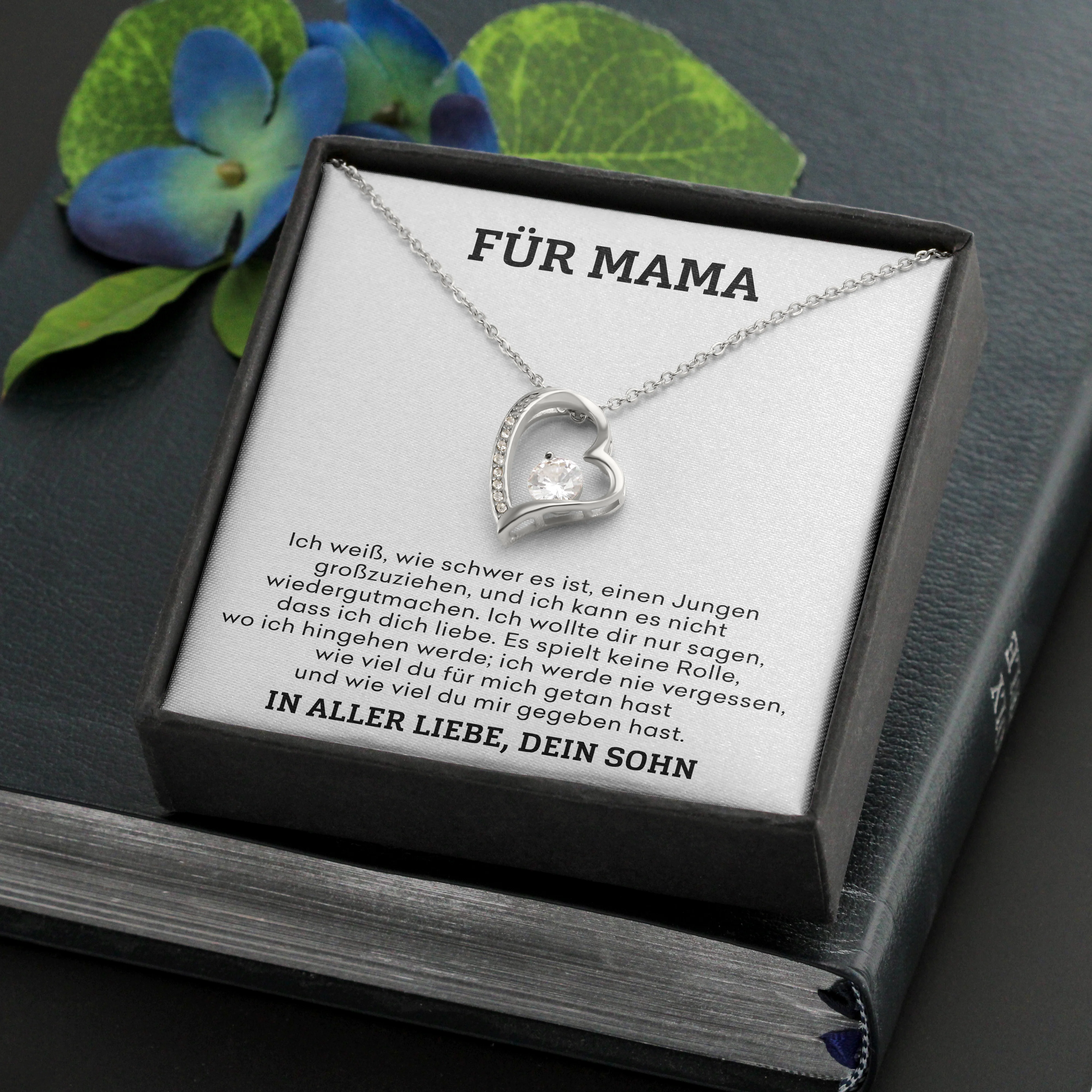 14k Weißgold Ausführung Herz Halskette - Für Mama - Image 4