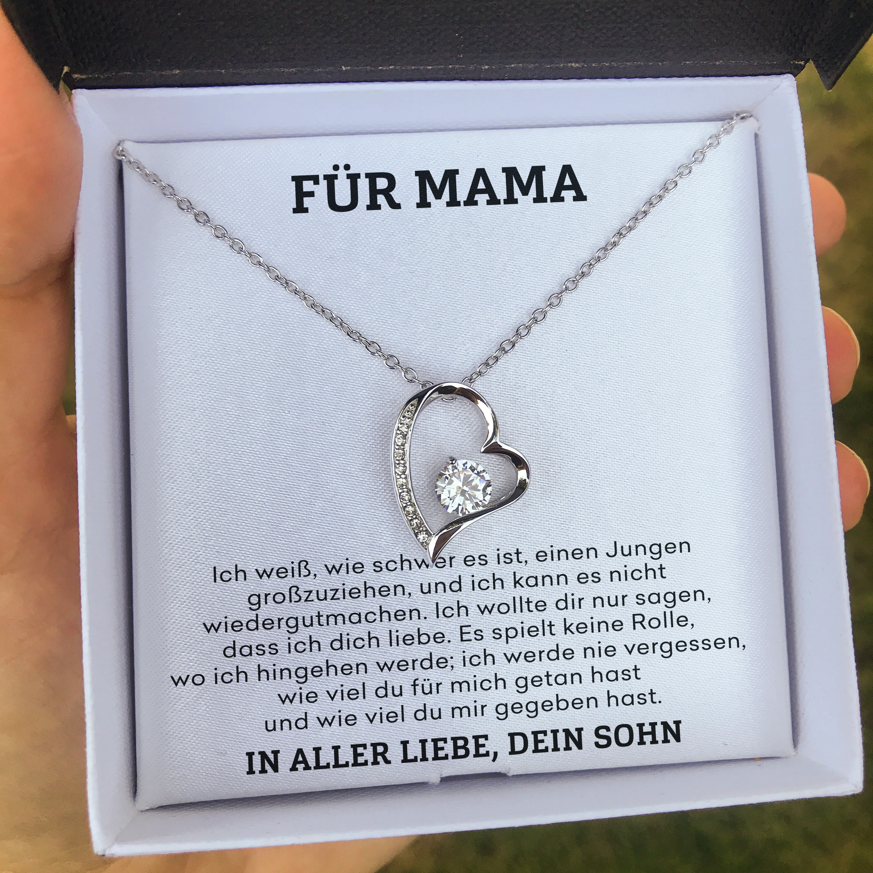 14k Weißgold Ausführung Herz Halskette - Für Mama - Image 5