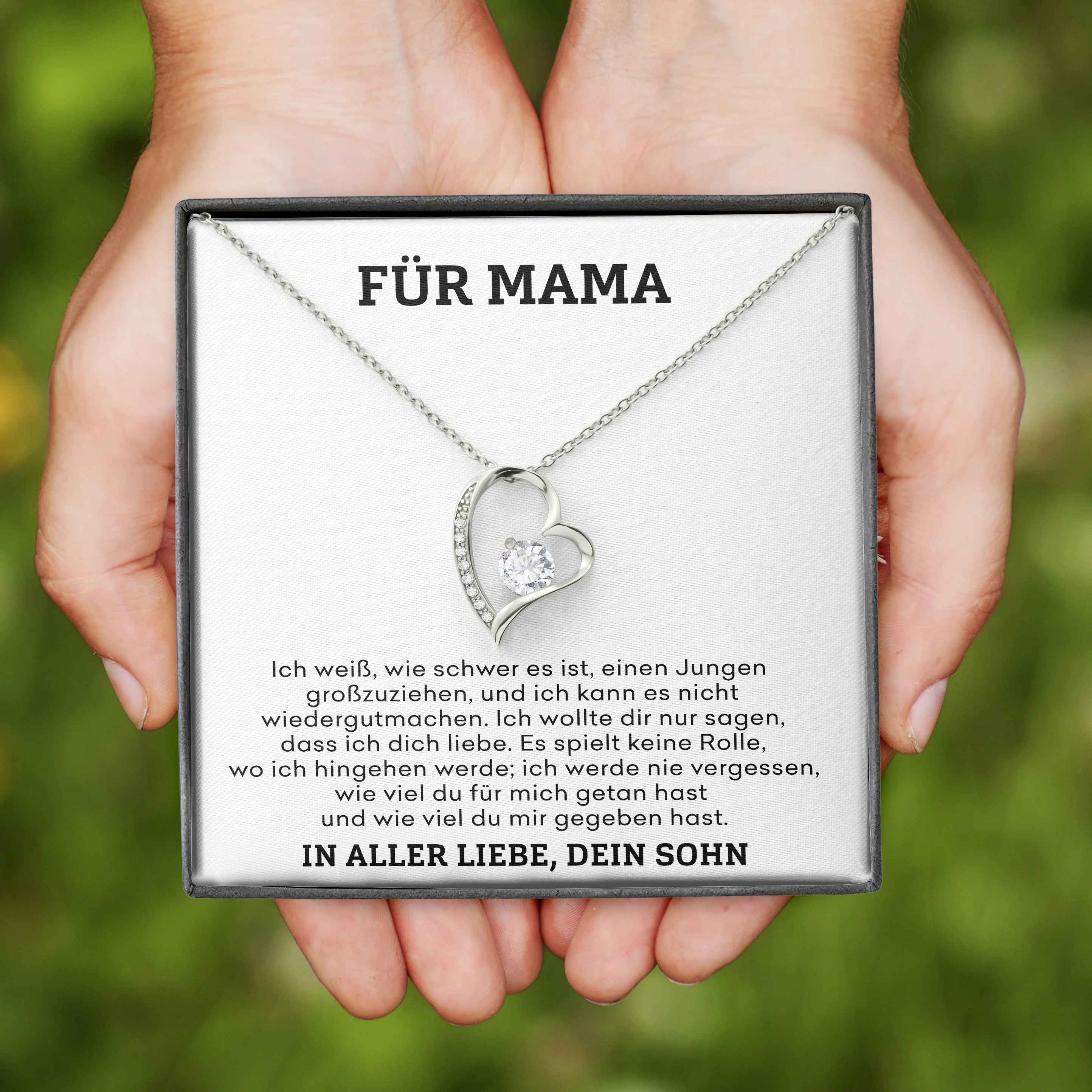 14k Weißgold Ausführung Herz Halskette - Für Mama - Image 6