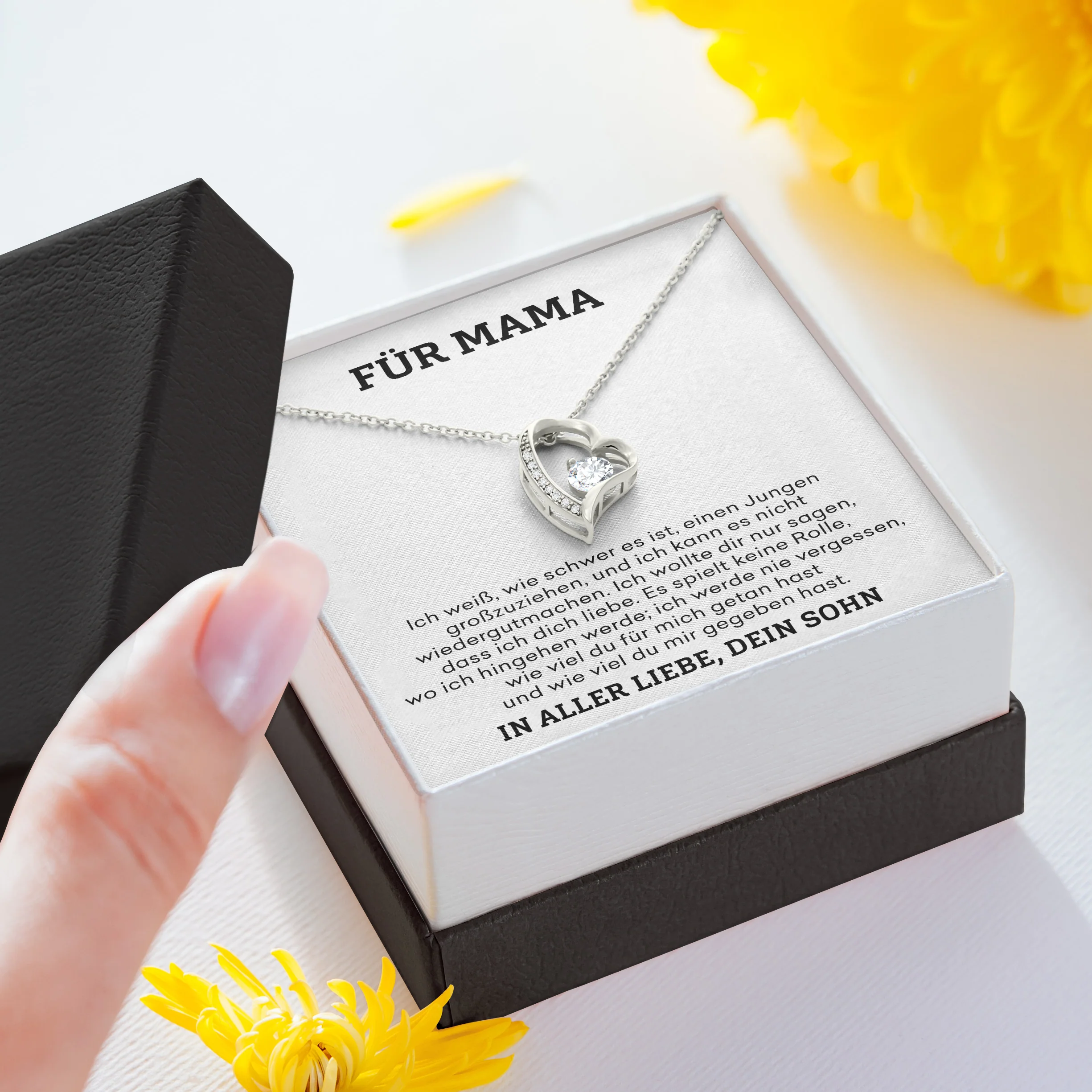 14k Weißgold Ausführung Herz Halskette - Für Mama - Image 8