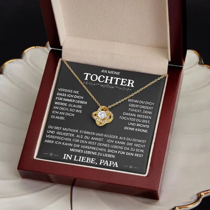 14k Weißgold Knoten Halskette - An meine Tochter von Papa - Image 3