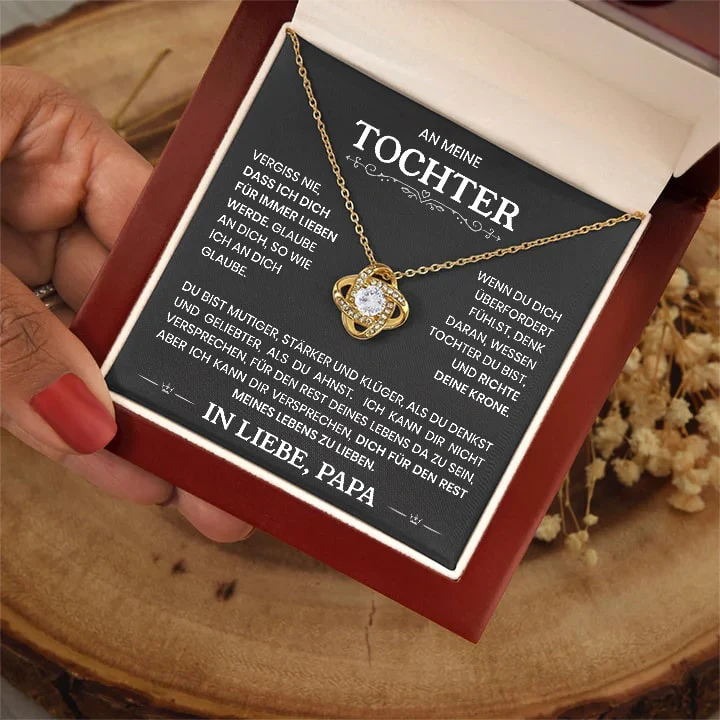14k Weißgold Knoten Halskette - An meine Tochter von Papa - Image 4