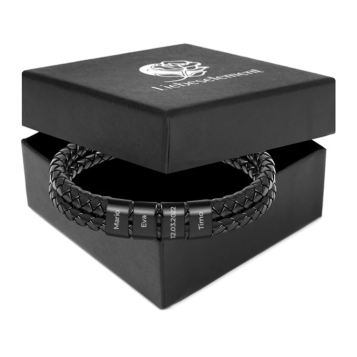 Lederarmband mit gravierten Beads - Image 2