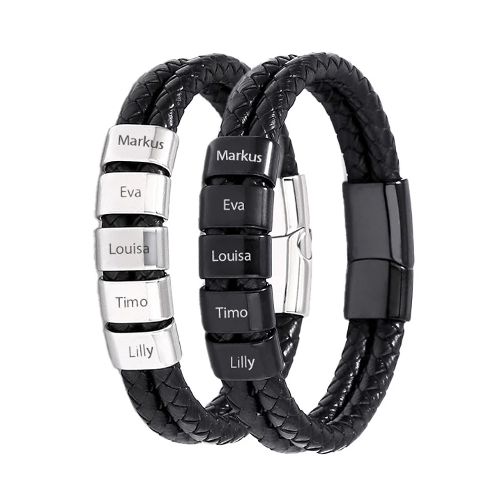 An den besten Papa der Welt - Lederarmband mit gravierten Beads - Image 6