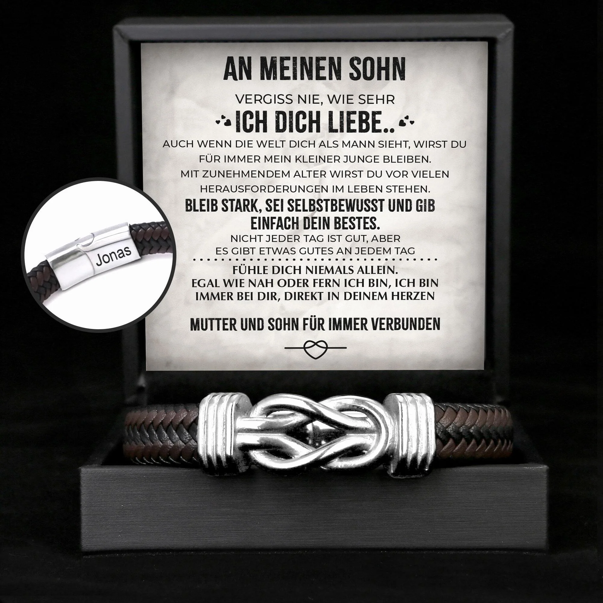 An meinen Sohn - Herren Unendlichkeit Lederarmband mit Geschenkbox - Image 3