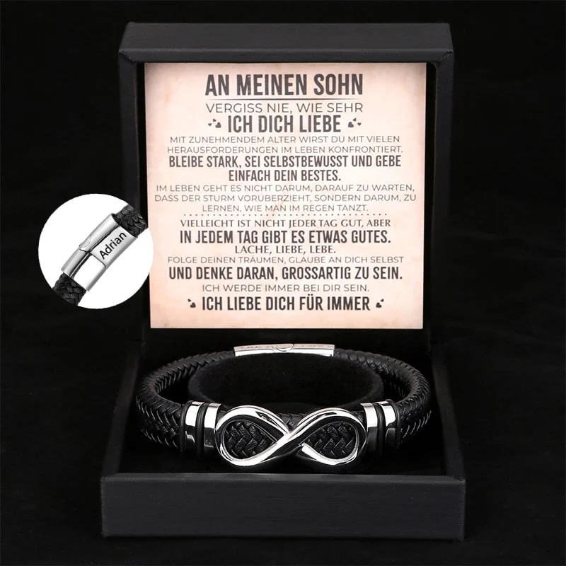 An Meinen Sohn - Herren Unendlichkeit Lederarmband mit Geschenkbox