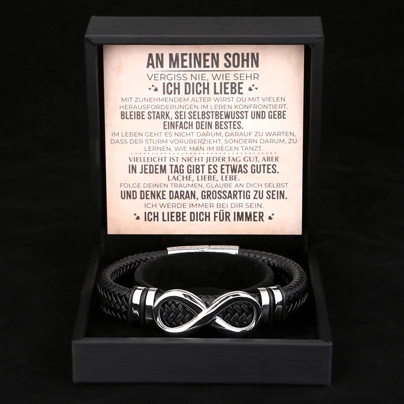 An Meinen Sohn - Herren Unendlichkeit Lederarmband mit Geschenkbox - Image 2