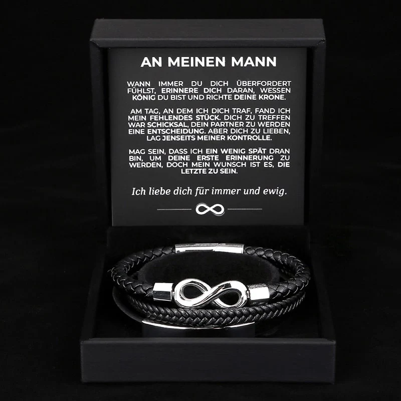 An Meinen Mann - Personalisiertes Herren Unendlichkeit Lederarmband mit Geschenkbox - Image 4