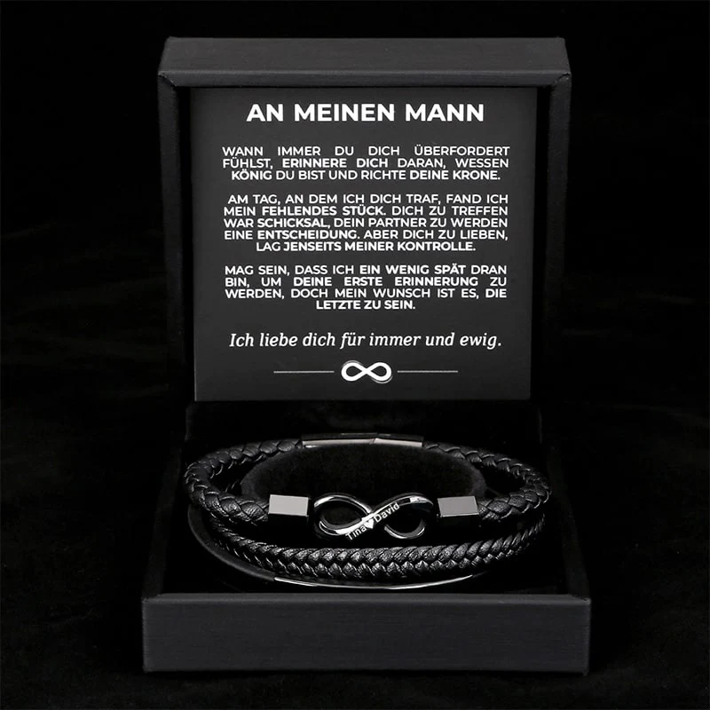 An Meinen Mann - Personalisiertes Herren Unendlichkeit Lederarmband mit Geschenkbox - Image 5