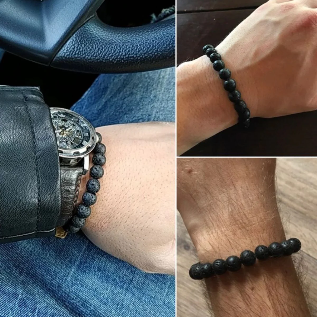 Armband für Herren mit Lavasteinperlen - Image 6
