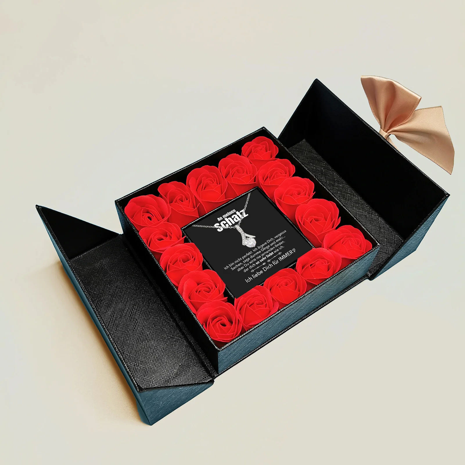14k Weißgold Ausführung Stil-Halskette - Mit echten Rosen - An meinen Schatz - Image 7