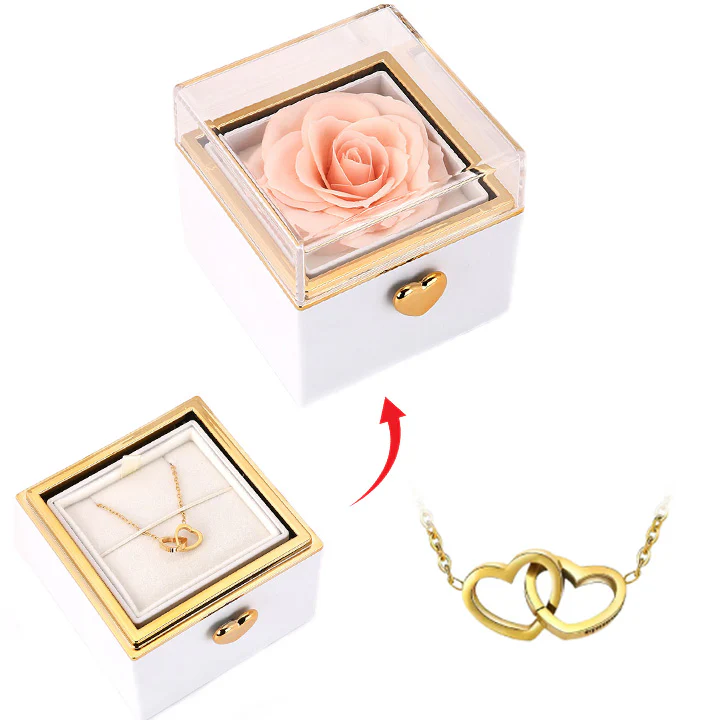 Überraschung-Rosenbox - 18k Doppel-Herzkette mit Gravur - Image 10