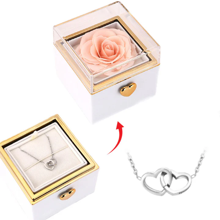 Überraschung-Rosenbox - 18k Doppel-Herzkette mit Gravur - Image 11