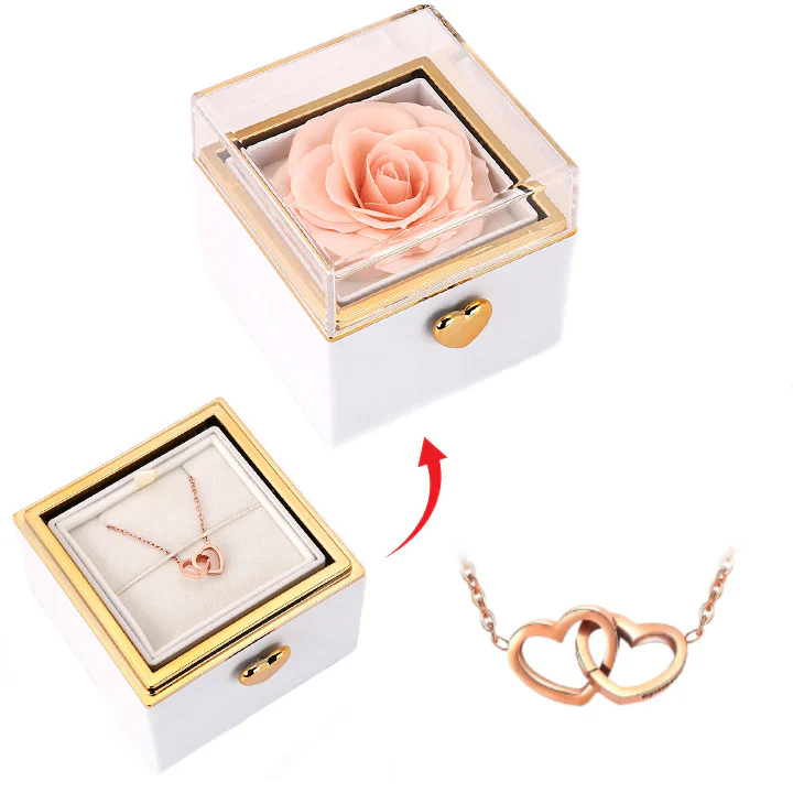 Überraschung-Rosenbox - 18k Doppel-Herzkette mit Gravur - Image 12