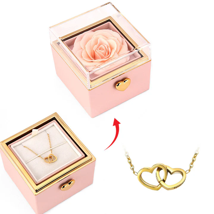 Überraschung-Rosenbox - 18k Doppel-Herzkette mit Gravur - Image 13