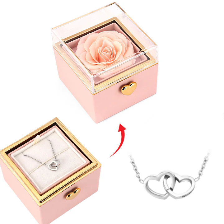 Überraschung-Rosenbox - 18k Doppel-Herzkette mit Gravur - Image 14