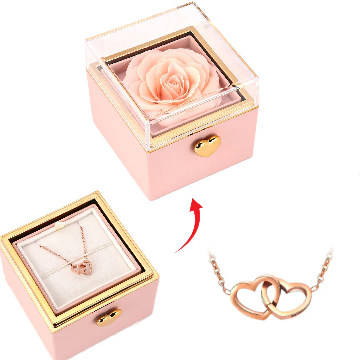 Überraschung-Rosenbox - 18k Doppel-Herzkette mit Gravur - Image 15