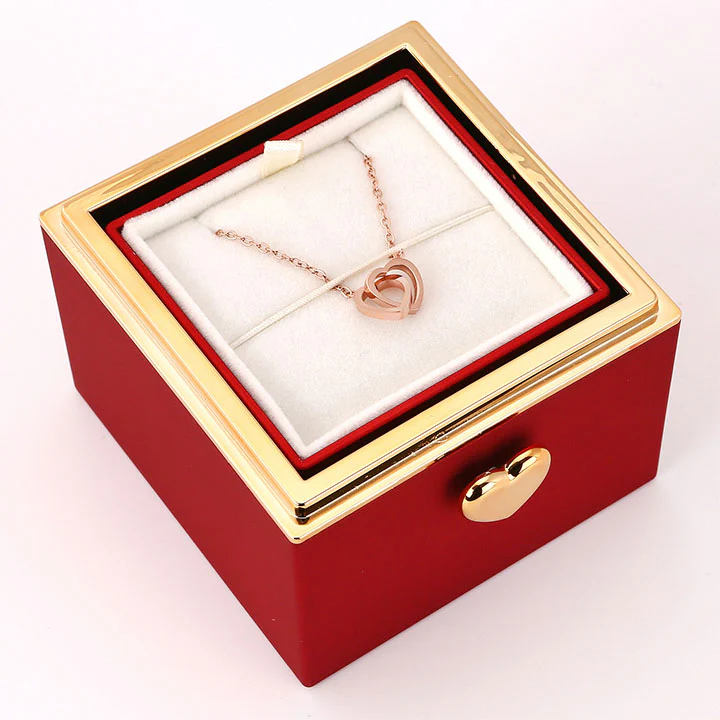Überraschung-Rosenbox - 18k Doppel-Herzkette mit Gravur - Image 23