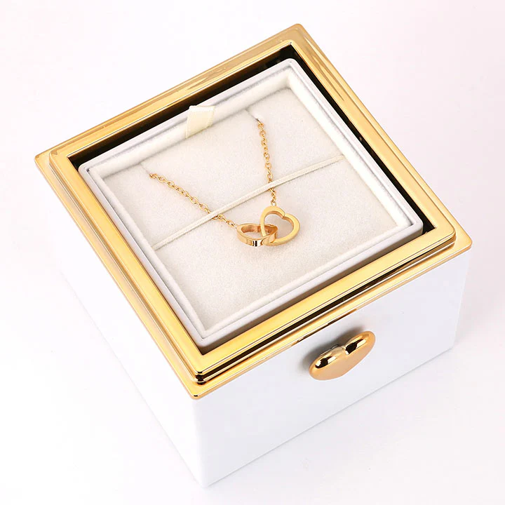 Überraschung-Rosenbox - 18k Doppel-Herzkette mit Gravur - Image 24