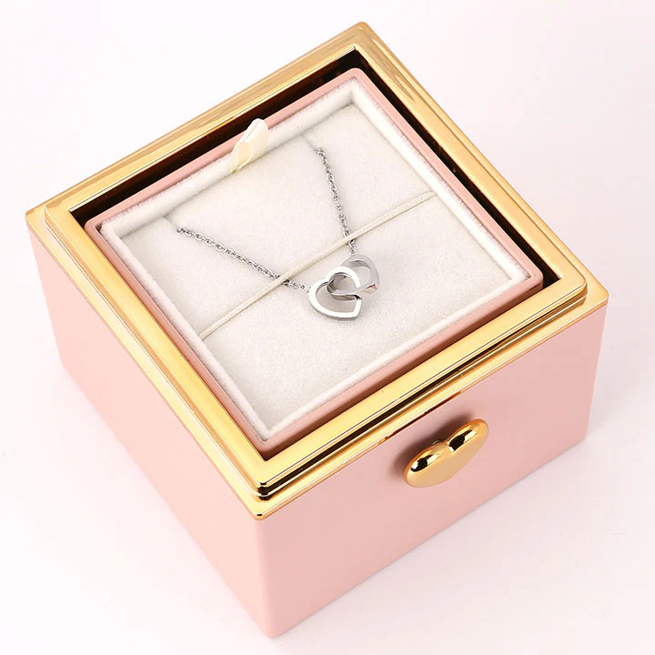 Überraschung-Rosenbox - 18k Doppel-Herzkette mit Gravur - Image 28