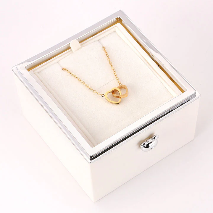 Überraschung-Rosenbox - 18k Doppel-Herzkette mit Gravur - Image 30