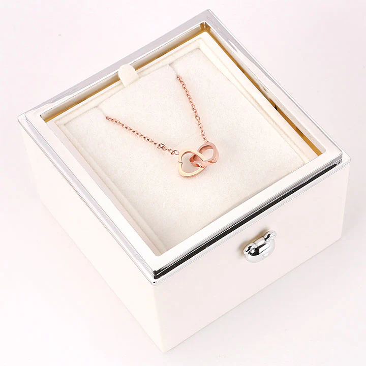 Überraschung-Rosenbox - 18k Doppel-Herzkette mit Gravur - Image 32