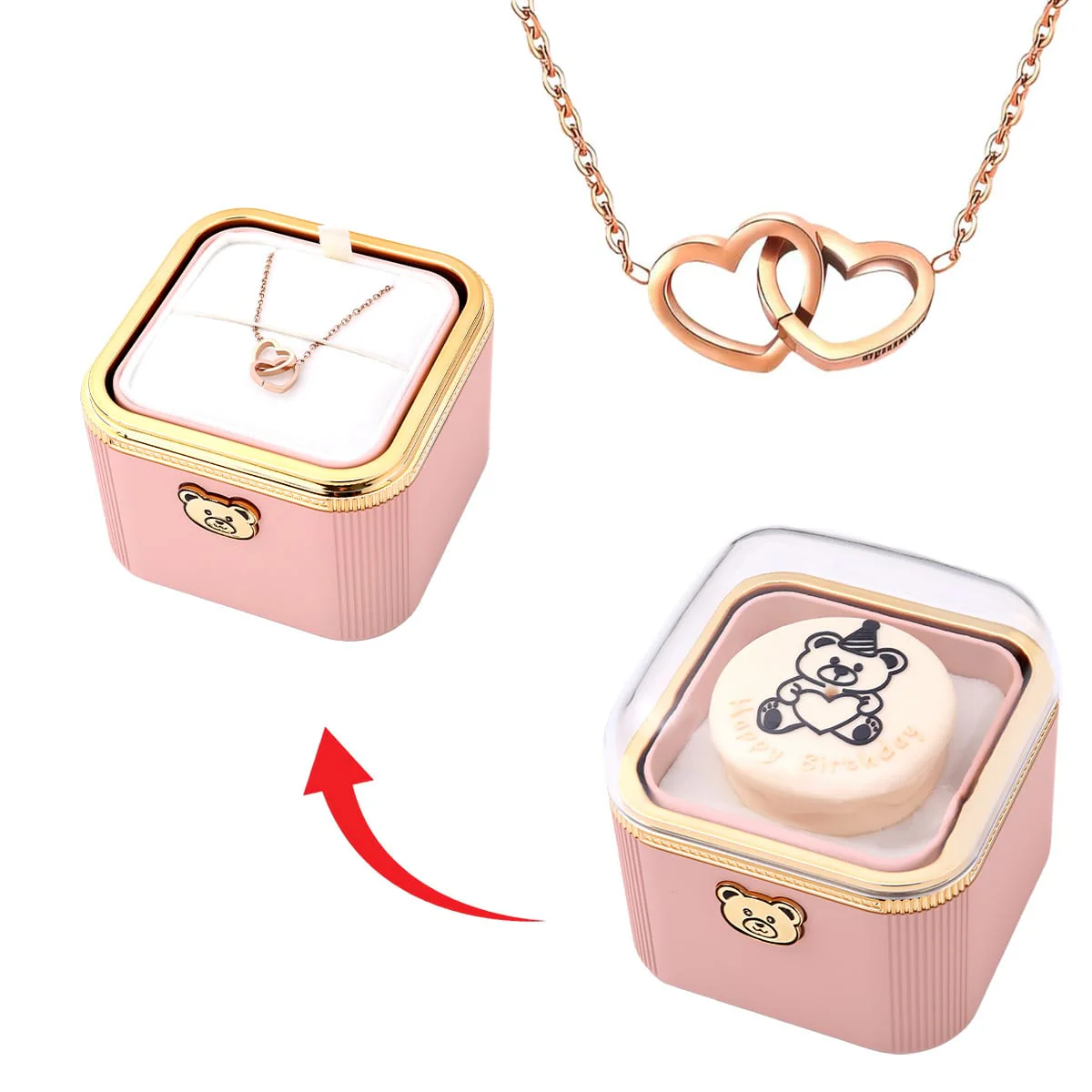 Überraschungs Geburtstags Box mit Doppelherzkette und Kerze - Image 10