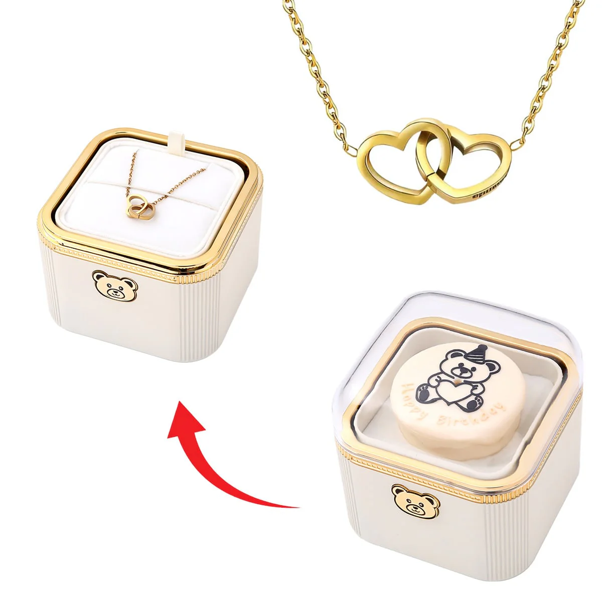 Überraschungs Geburtstags Box mit Doppelherzkette und Kerze - Image 11