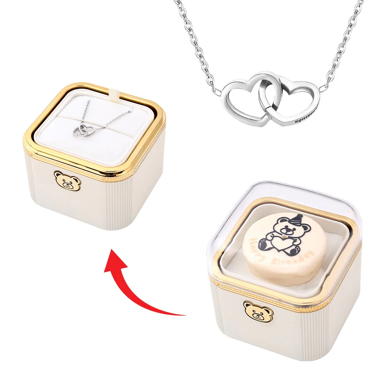 Überraschungs Geburtstags Box mit Doppelherzkette und Kerze - Image 12
