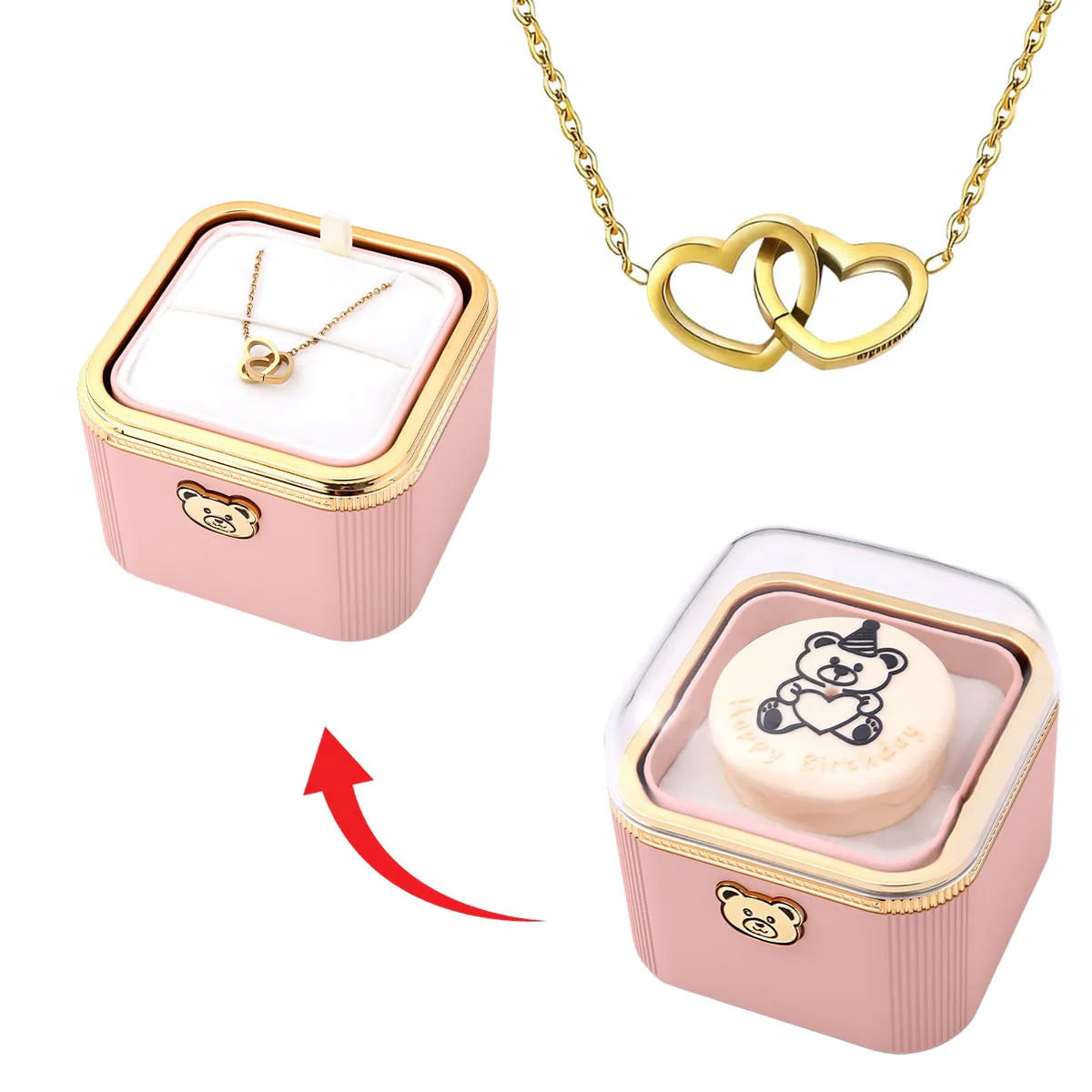 Überraschungs Geburtstags Box mit Doppelherzkette und Kerze - Image 8