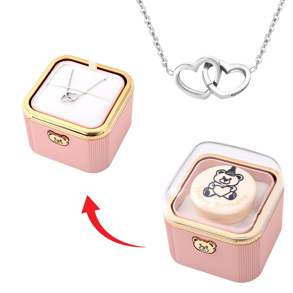 Überraschungs Geburtstags Box mit Doppelherzkette und Kerze - Image 9