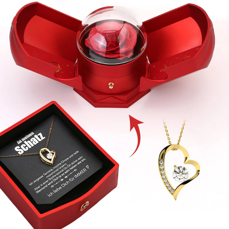 Ewige Rosenbox - 14k Weißgold Halskette & süßer Notiz - An meinen Schatz - Image 4